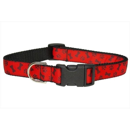 Sassy Dog Wear PAWS-BONES-POPPY3-C Paws & Bones-Poppy Dog Collar; Red - Medium
